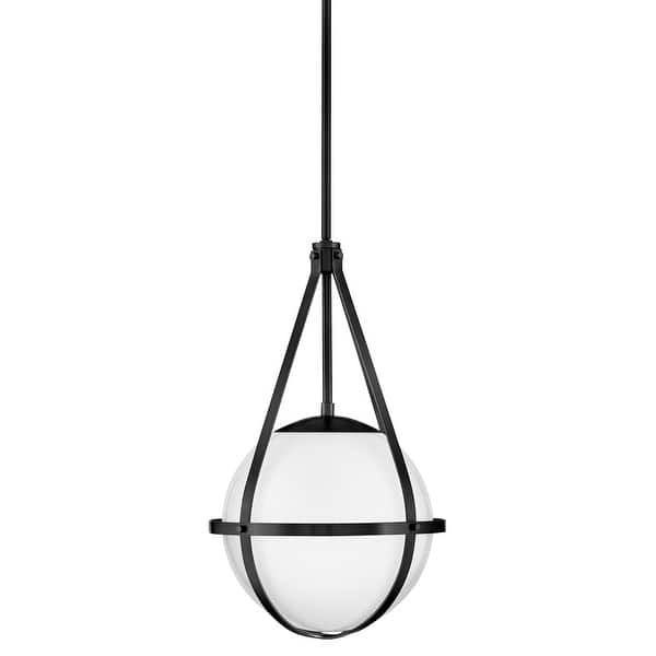 slide 2 of 5, Lark 83677 Colby 1 Light 12" Wide Pendant with Cased Opal Glass Black