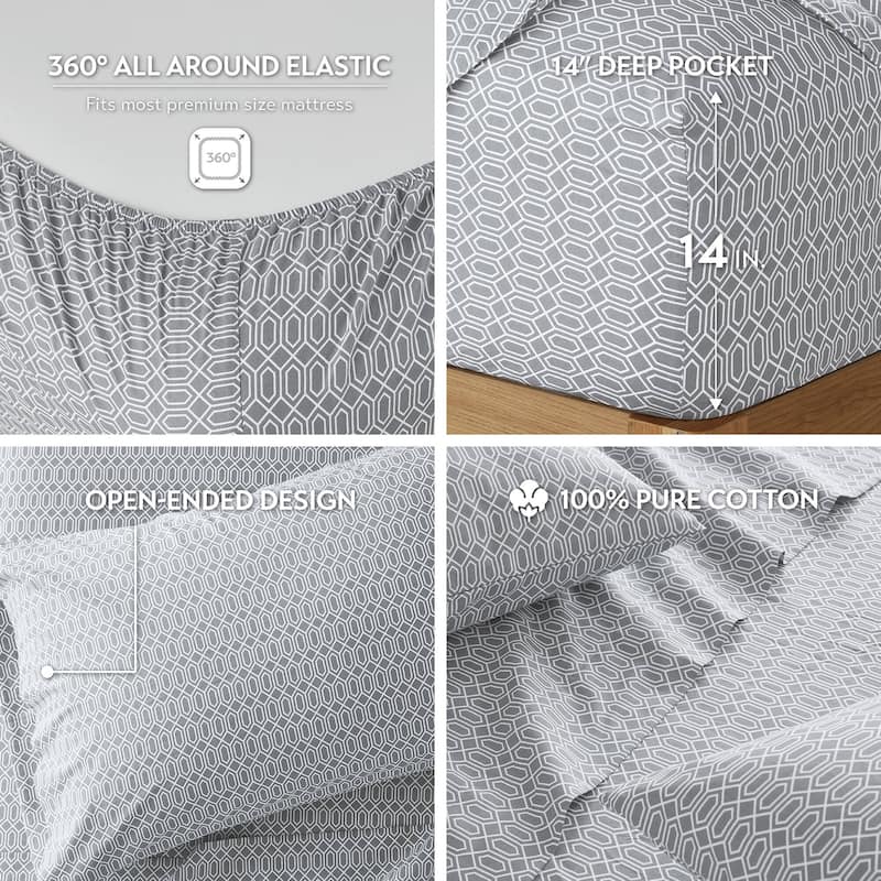 Chelsea Square 144 Thread Count Cotton Printed Cotton Sheets