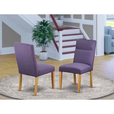 Parsons Dining Chairs Set of 2 - Linen Fabric Dining Room Chairs with Oak Legs - Modern Style Seating