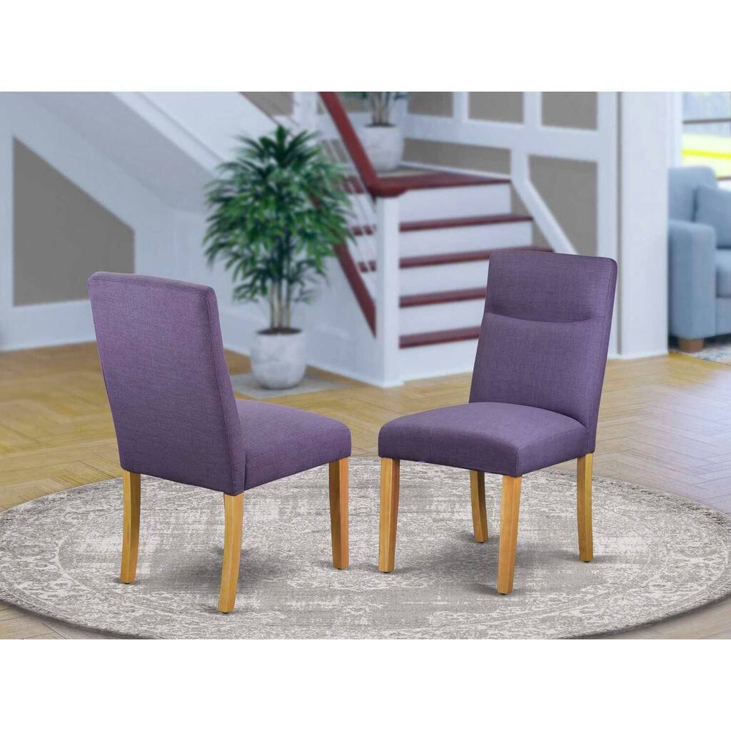Parsons Dining Chairs Set of 2 - Linen Fabric Dining Room Chairs with Oak Legs - Modern Style Seating