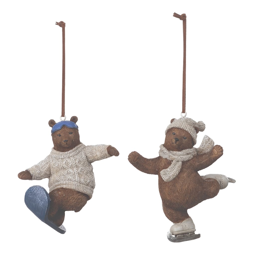 Bear in Skate and Snowboard Christmas Ornaments - 4"