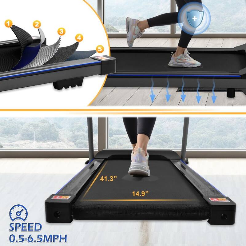 FYC Folding Portable Treadmill, No Installation Required, White and Pink