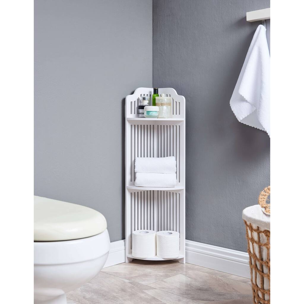 3-Tier Corner Bathroom Shelves, Bathroom Storage Organizer, White