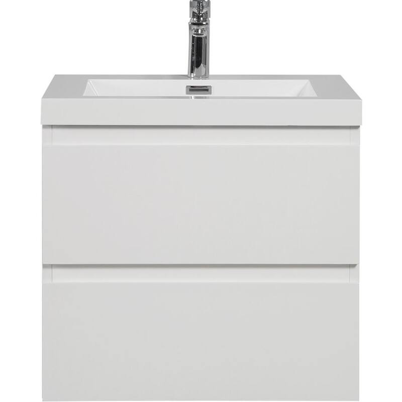 24"Bathroom Vanity with Sink,Wall-Mounted Bathroom Storage Vanity Cabinet with Resin Top Basin and Soft Close Drawers