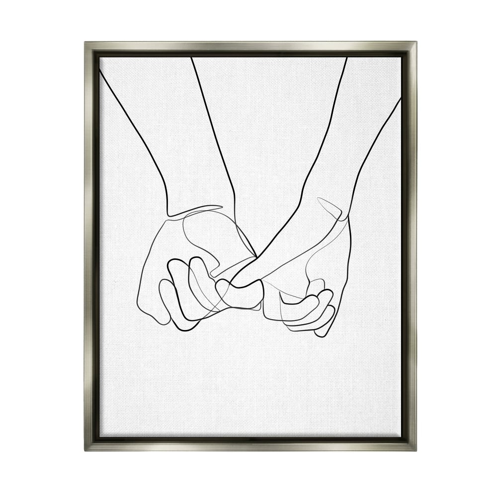 Stupell Fluid Line Abstract Couple Holding Hands Black White Floater Frame