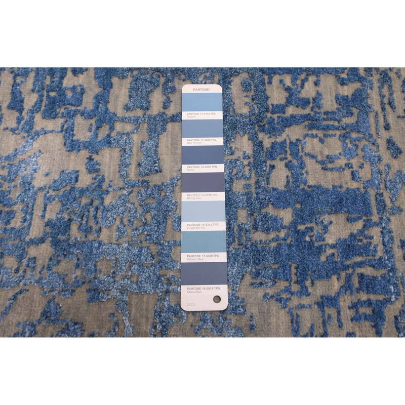 ECARPETGALLERY Hand-knotted Legacy Dark Blue Silk, Wool Rug - 2'5 x 12'3