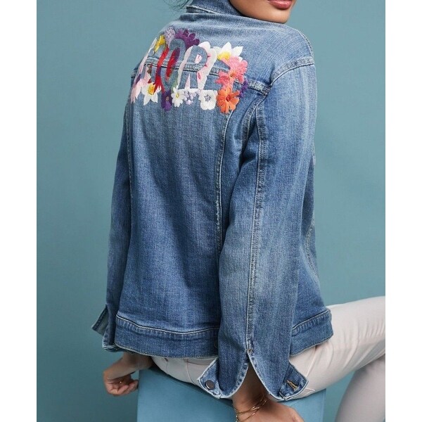 pilcro embroidered denim jacket