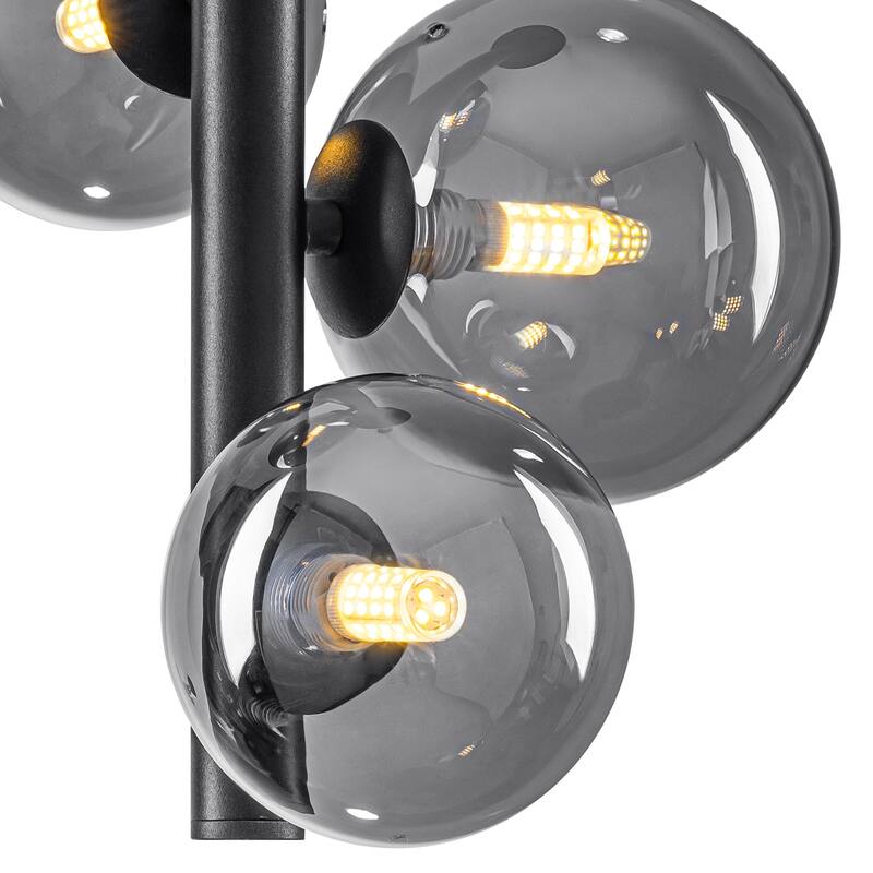 8 Lights Modern Semi-Flush Mount Ceiling Light Smoky Gray Glass Globe