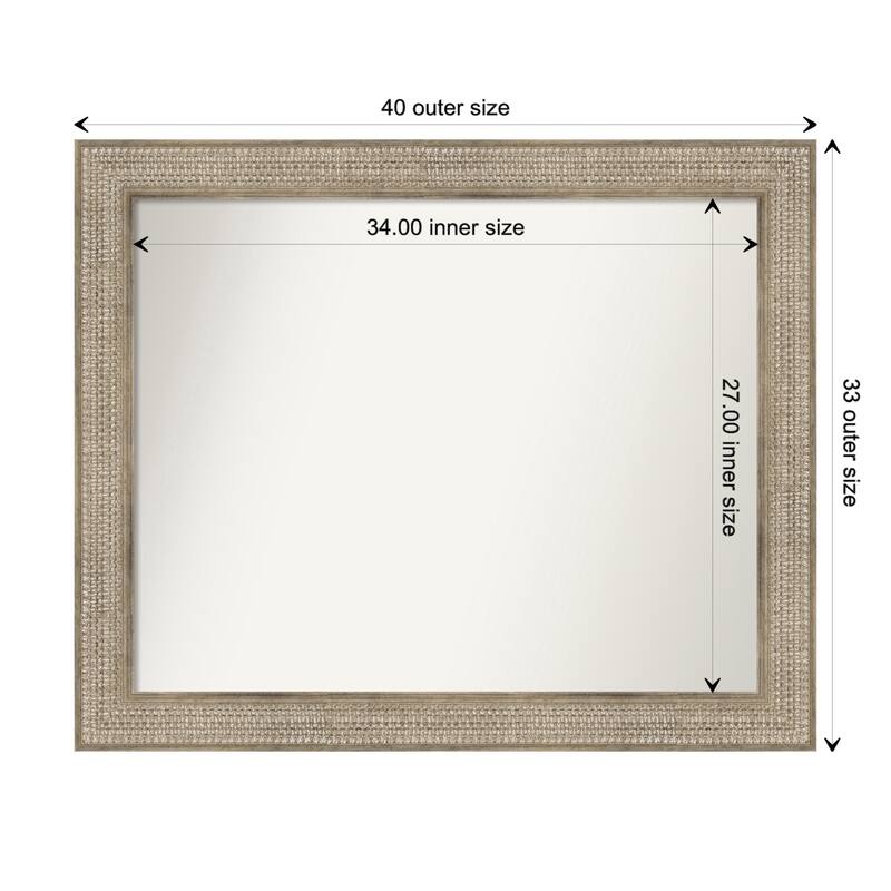 Trellis Silver Framed Non-Beveled Custom Wall Mirror, Bathroom Vanity Mirror - Outer Size: 40 x 33
