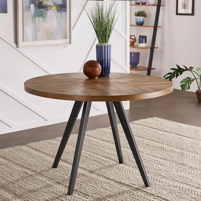 Saki Oak Top Iron Grey Finish Dining Table by iNSPIRE Q Modern