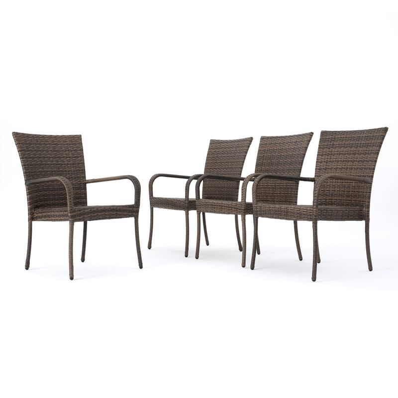 Christopher Knight Home Benhill Outdoor Contemporary Wicker Stacking Chairs (Set of 4)