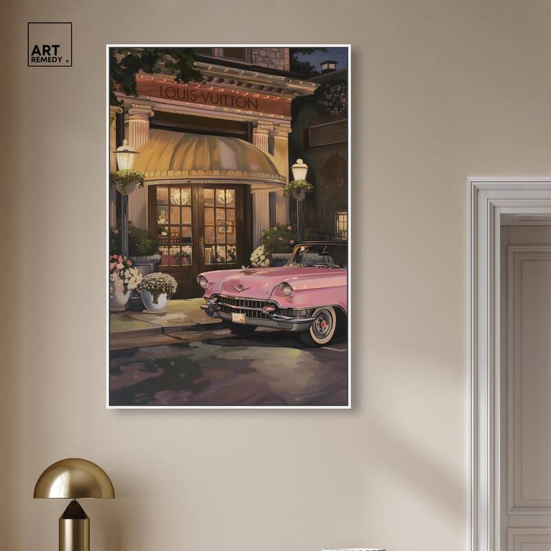 Classic Car Store Visit Canvas by Art Remedy