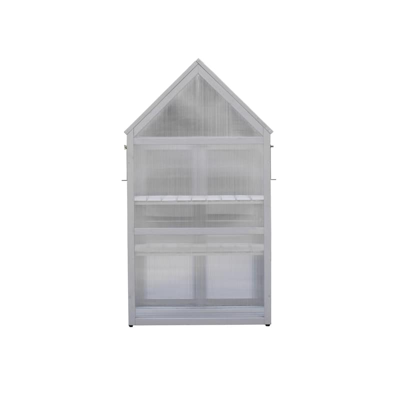 Wood Grey Outdoor Mini Greenhouse Outdoor Plant Stand and Plant Stand Indoor