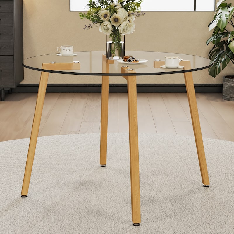 Modern simple style round transparent tempered glass table, tempered glass table top