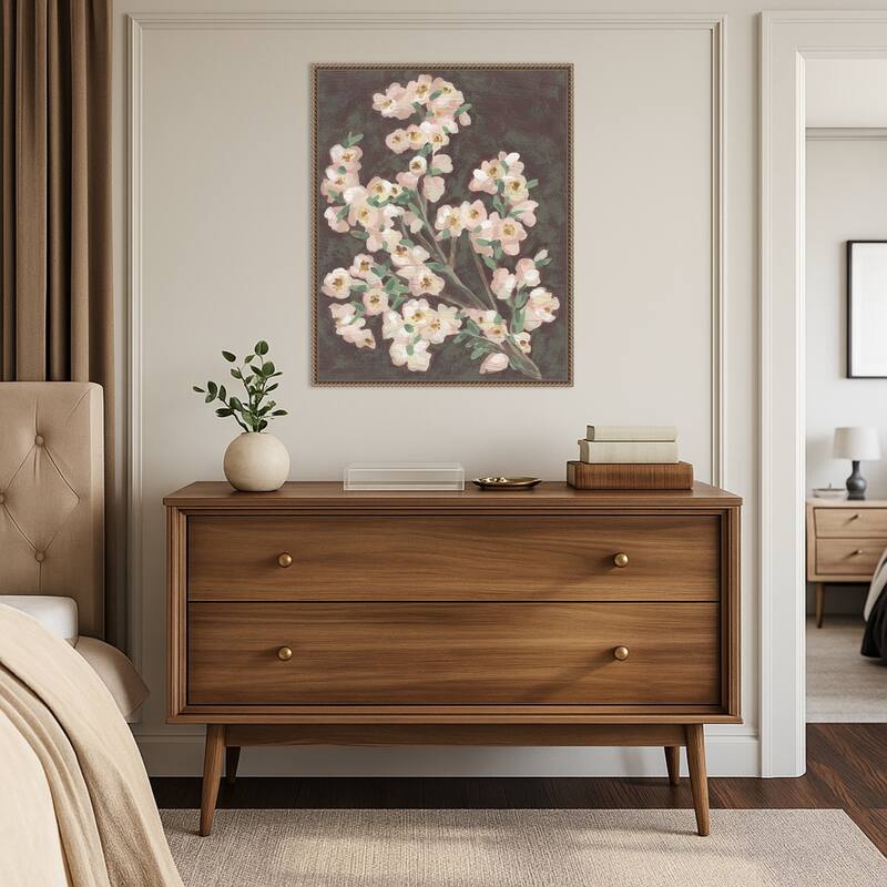 Branch on Burgundy No. 2 by June Erica Vess Framed Canvas Wall Art Print