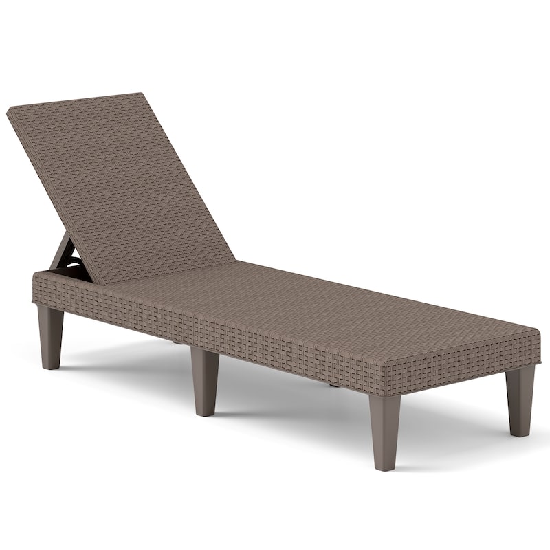 PP Chaise Lounge Adjustable, All-Weather, Rattan Style for Outdoors - 59"x 22.5" x 34.5" (L x W x H) - Brown