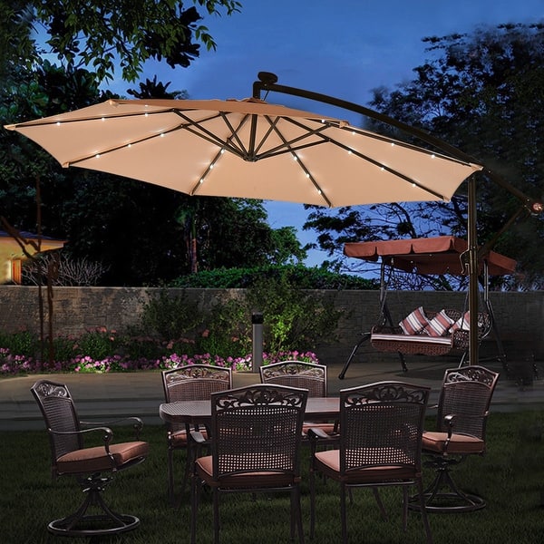 Costway 10 Patio Umbrella With Solar Led Lights And Costway 10 Patio Umbrella With