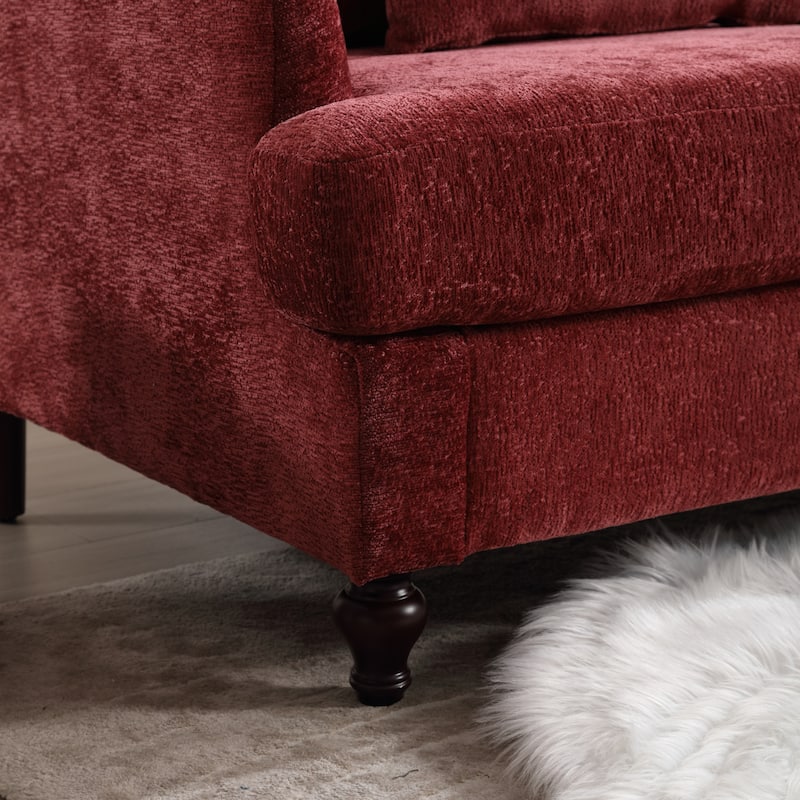 Mid Century Modern chenille Fabric Loveseat Sofa,2-Seat Upholstered Loveseat Sofa for Living Room Bedroom,Reading