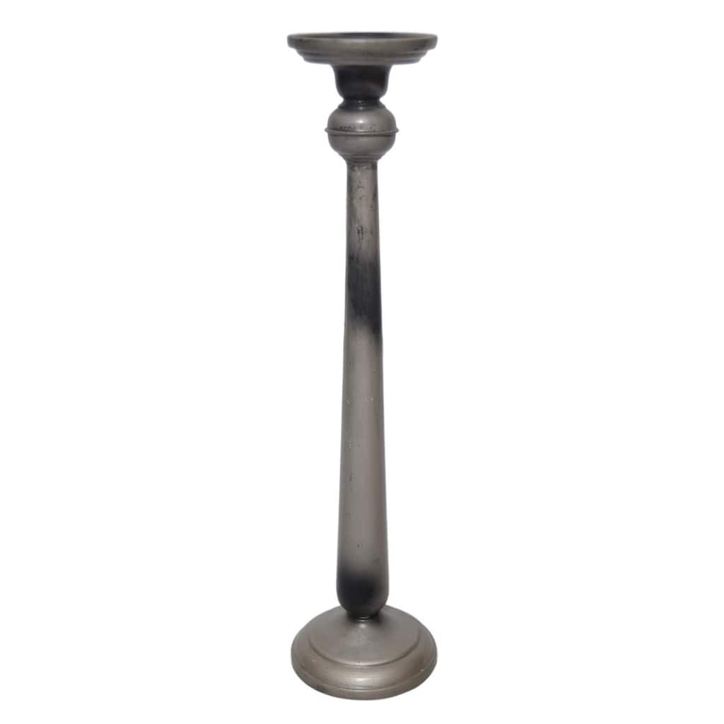 X-lg Iron Candle Holder Ant. Silver Finish 17.5"H - Light Rock Silver- A - Light Rock Silver