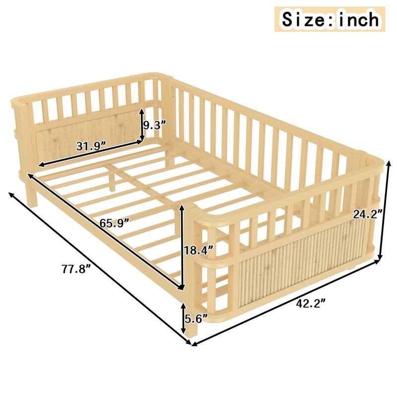 Children's Platform Bed with Removable Iron Railings