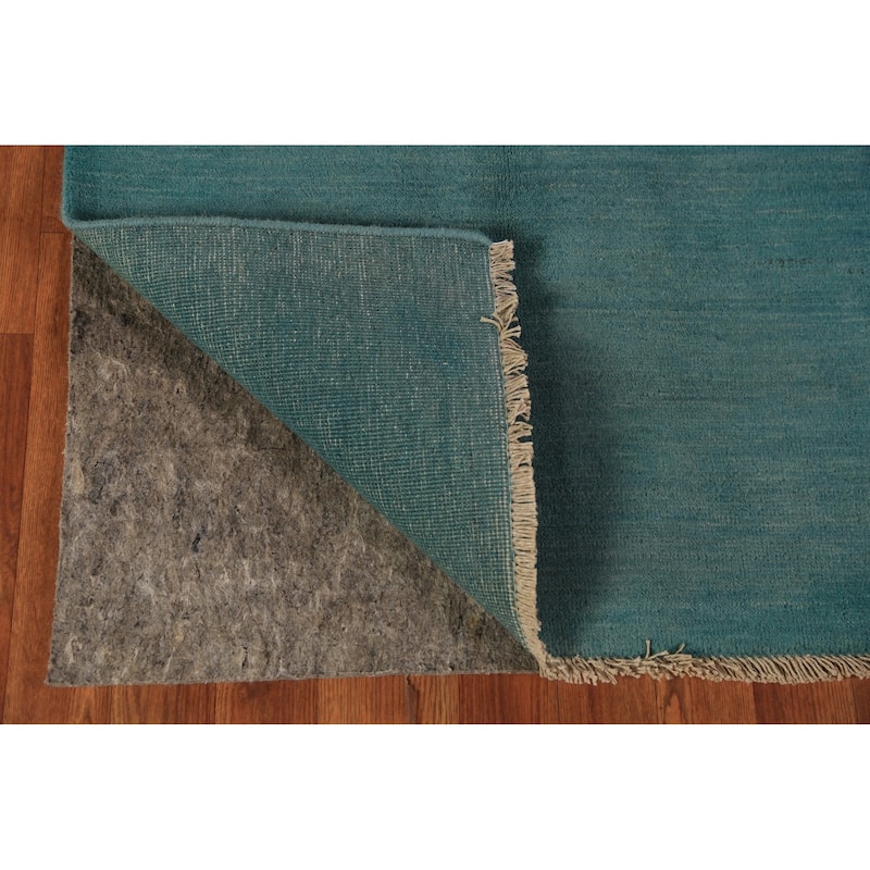 Teal Blue Gabbeh Oriental Rug Handmade Wool Carpet - 2'8" x 4'1"