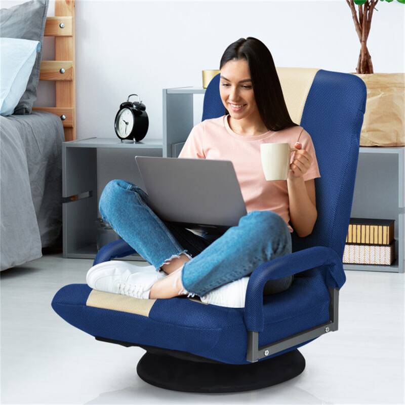 360 Degree Swivel Gaming Floor Chair with Foldable Adjustable Backrest