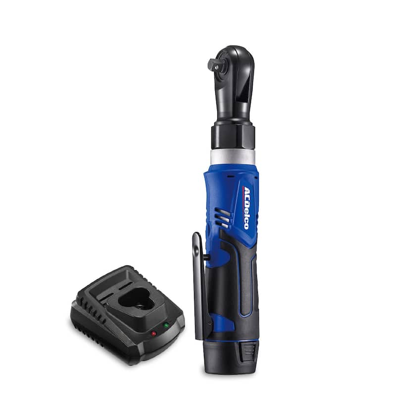 ACDelco 12V Cordless 1/4" Angled Ratchet Wrench – 30 Ft-lb Torque, 240 RPM, LED Light, 1 Battery & Charger
