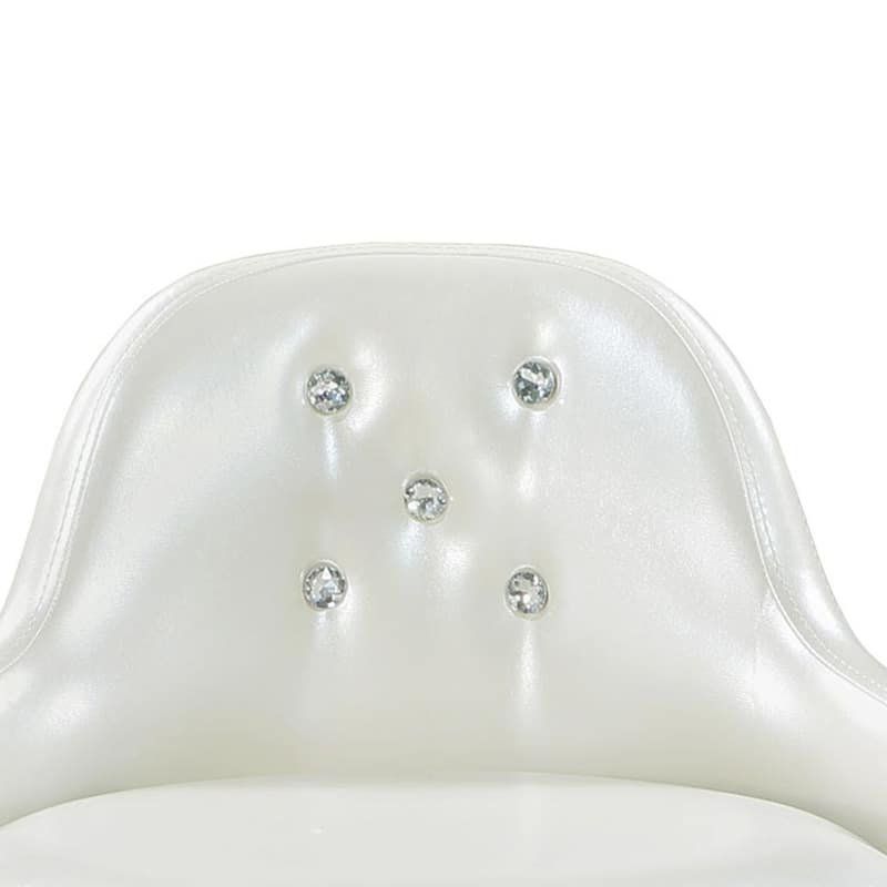 PU Upholstered Vanity Chair with Swivel in Ivory and Pearl White