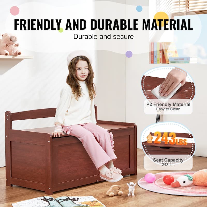 Multifunctional Storage Wooden Toy Storage Box with Flip-Top Lid and Safety Hinge Perfect for Any Room