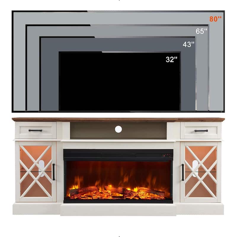 Fireplace TV Stand for 80 Inch TV, Entertainment Center,Media Console