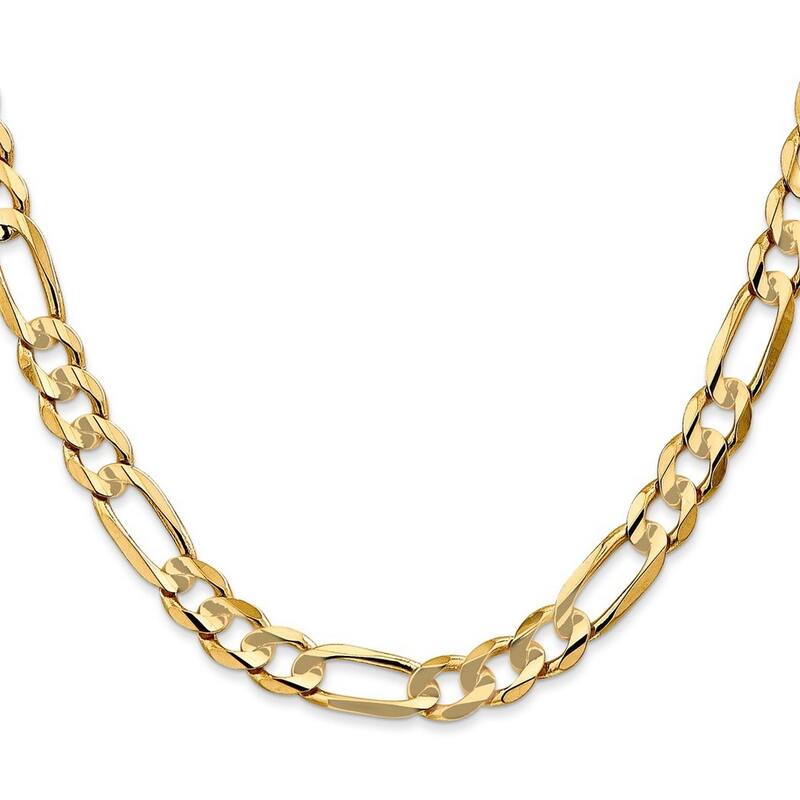 Curata 10k Gold 6.75mm Concave Figaro Chain Bracelet