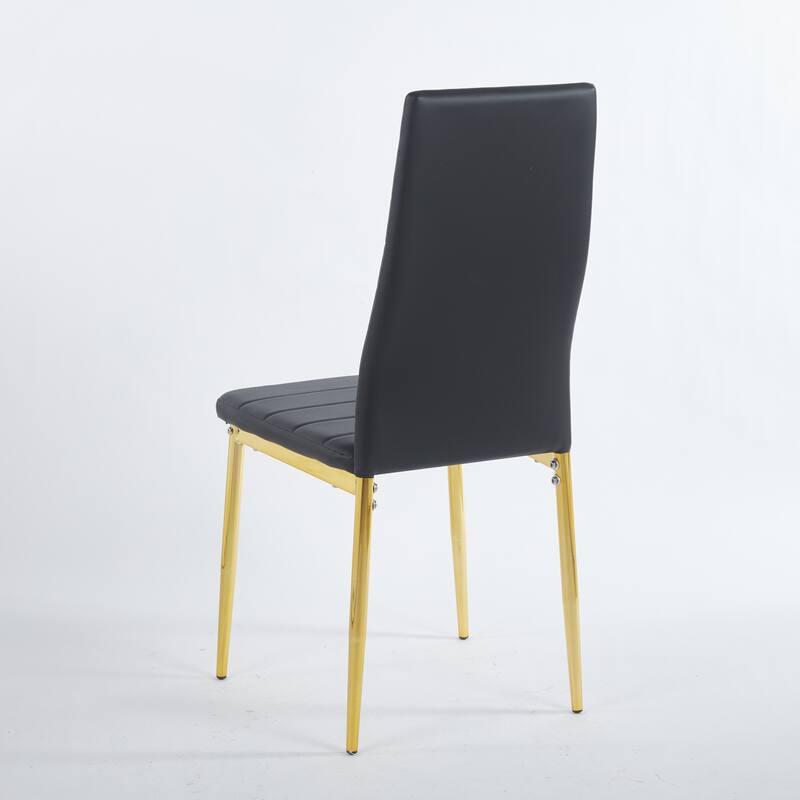 chair set of 4,GOLDEN COLOR LEG,BLACK SEAT