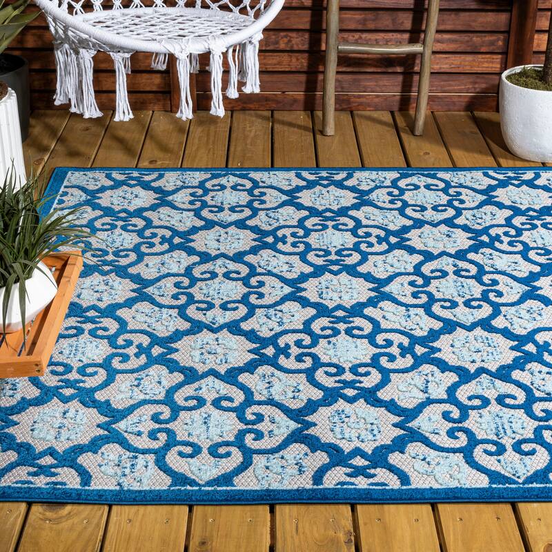 JONATHAN Y Crisantemo Tile Trellis High-Low Indoor/Outdoor Area Rug