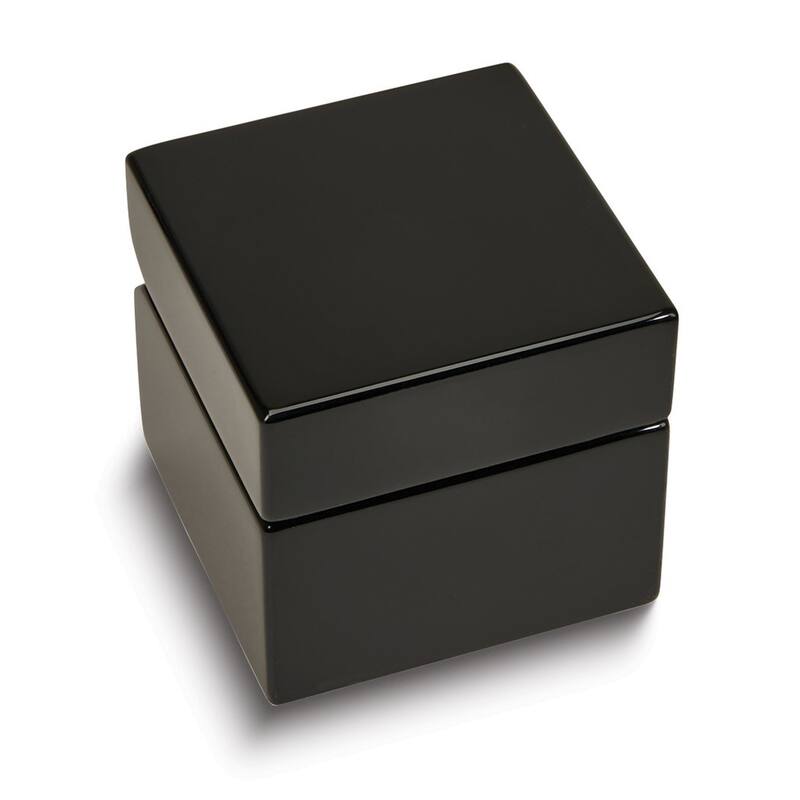 Curata Black Wood Square Box with Clock and Compass and Engraving Plate