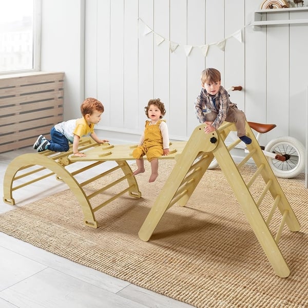 Montessori Climbing Set Pikler Triangle, Climbing Arch Ramp