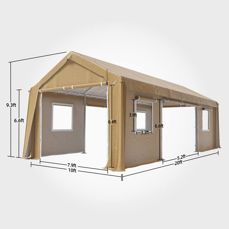 Heavy Duty Portable Carport Garage with Galvanized Frame, for Truck Boat and Equipment Storage