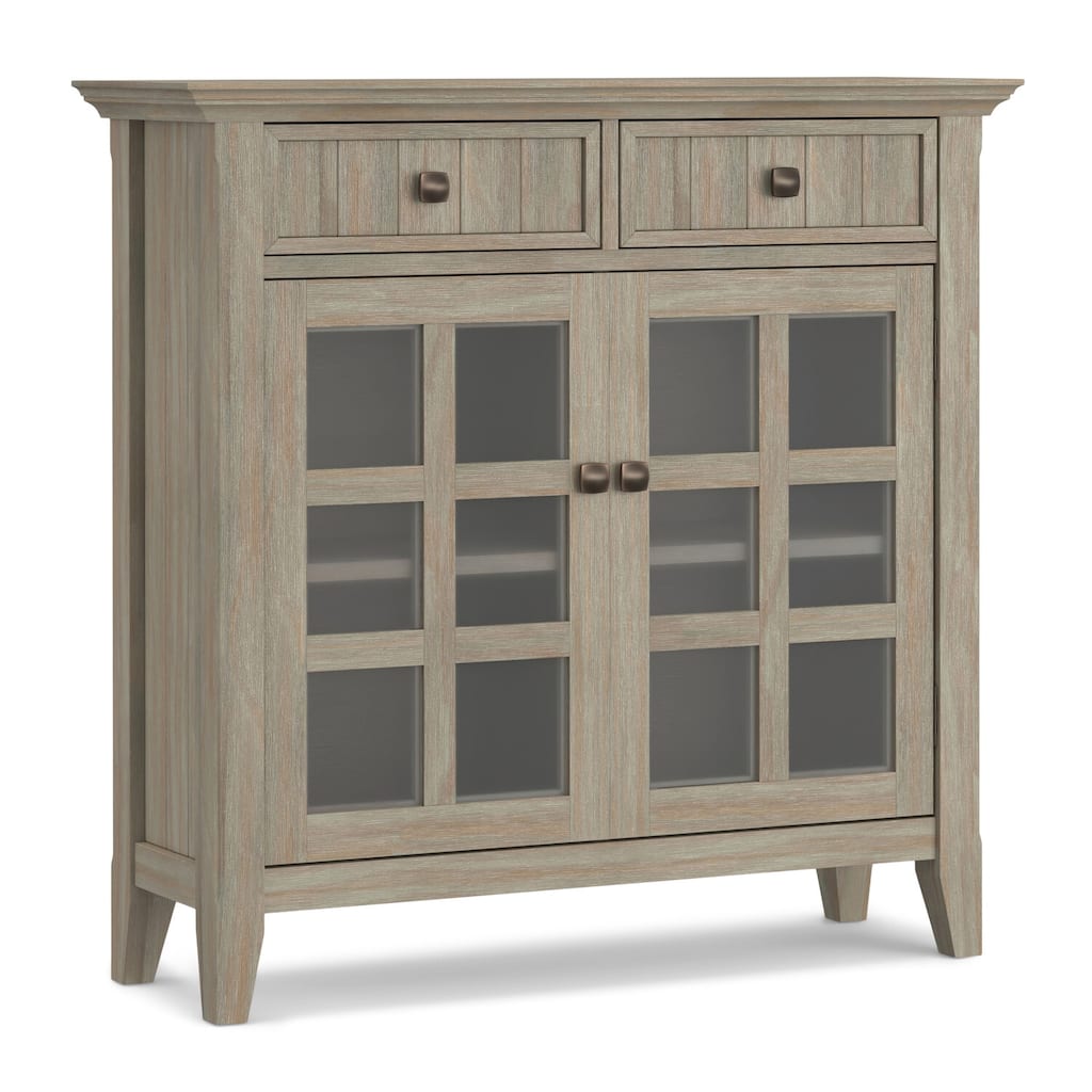 36-Inch Wide Solid Wood Entryway Storage Cabinet - Two Drawers and Glass Doors with Adjustable Shelves
