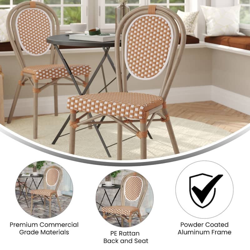 All-Weather Commercial Paris Chair with Black Metal Frame