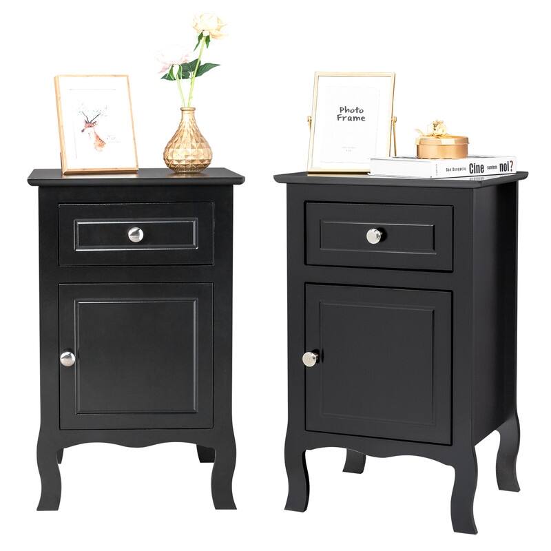 2pcs MDF Nightstand with One Drawer
