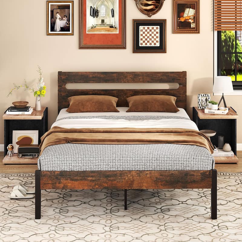 Costway 2-Tier Sofa Side Table set of 1/2 with Open Storage Shelf