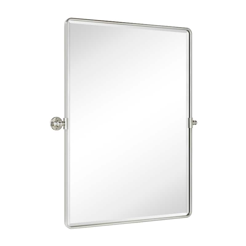 TEHOME Woodvale Rectangle Vertical Metal Wall Mirrors - 40" x 30" - Brushed Nickel