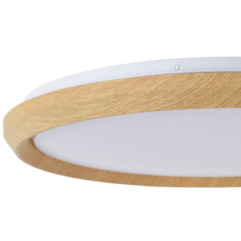 Modern Wood Grain Flush Mount Ceiling Light Milky White LED Fixture for Living Room Bedroom