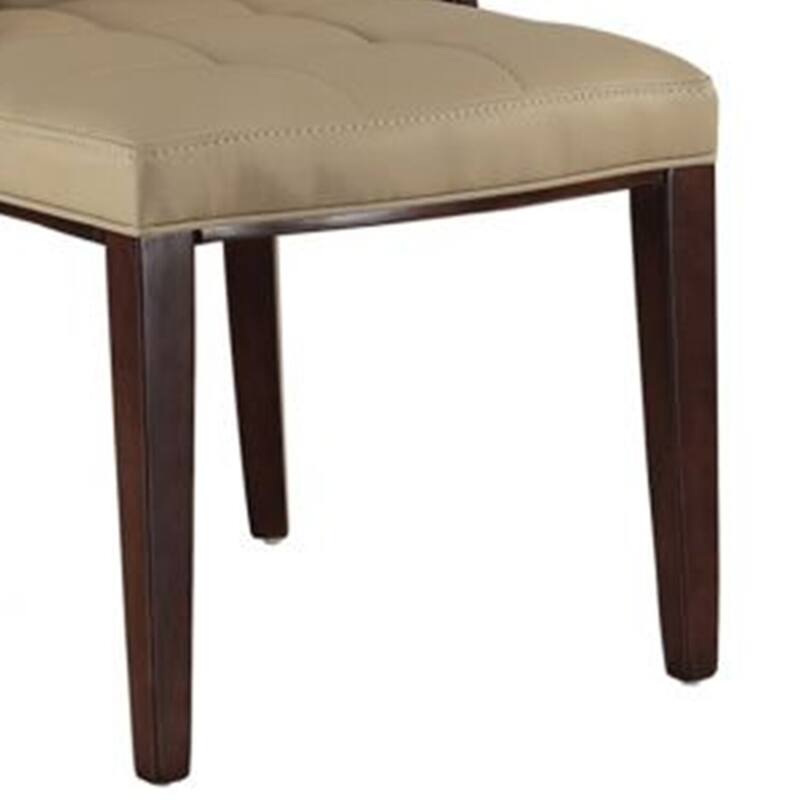 Brown/Tan Faux Leather Upholstered Wood Frame Dining Chair, Set of 2, Sturdy Dining Chair for Dining Rooms - 17.5