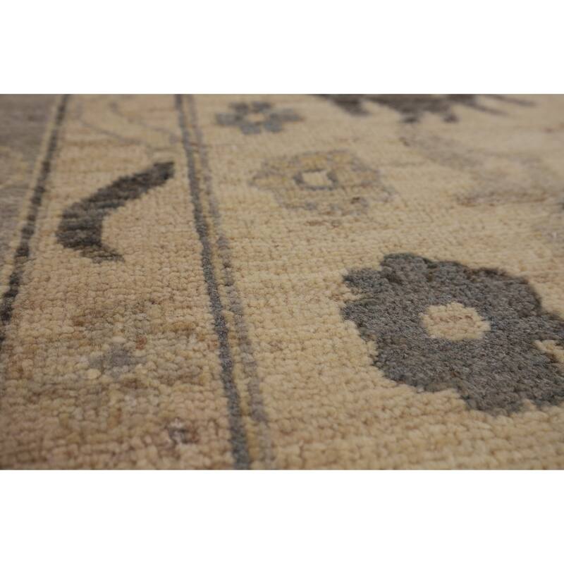 Vegetable Dye Oushak Turkish Rug Hand-Knotted Living Room Wool Carpet - 9'4"x 11'8"