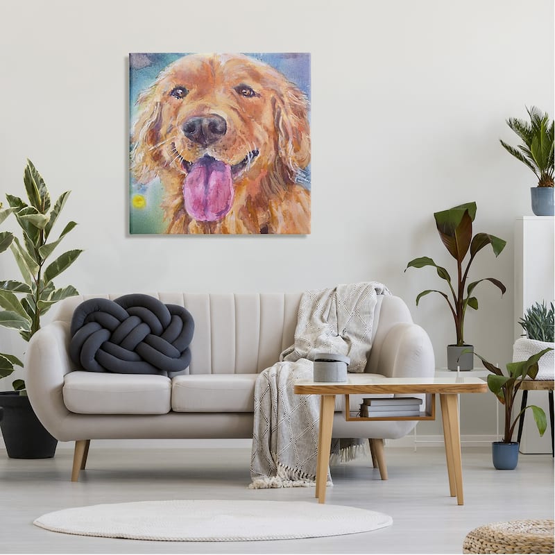 Stupell Happy Retriever Dog Face Canvas Wall Art Design by MB Cunningham