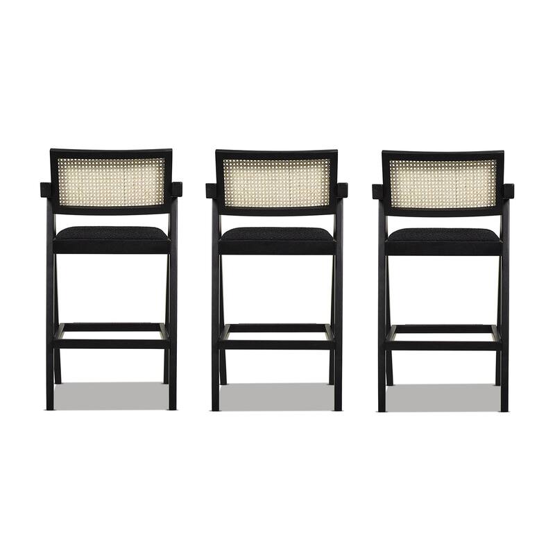 Modern Resin Webbing Back Bar Stool with Arms