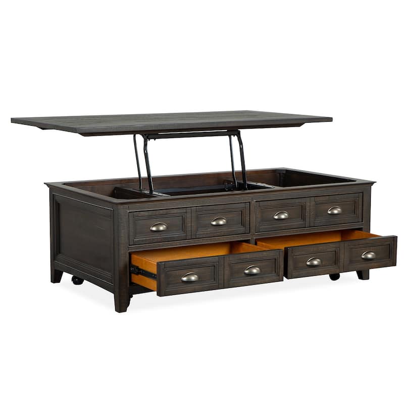Magnussen Home Westley Falls Graphite Lift Top Storage Cocktail Table With Casters - 50''W x 28''D x 18''H