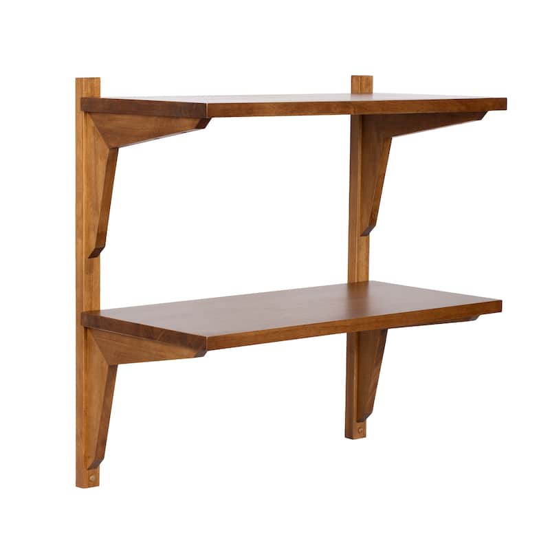 Kate and Laurel Meridien Mid-Century Wall Shelves - Rustic Brown - 24x12x24