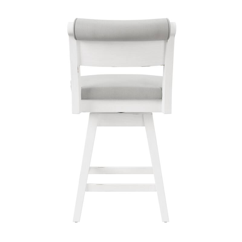Hillsdale Furniture Clarion Wood and Upholstered Swivel Stool, Sea White