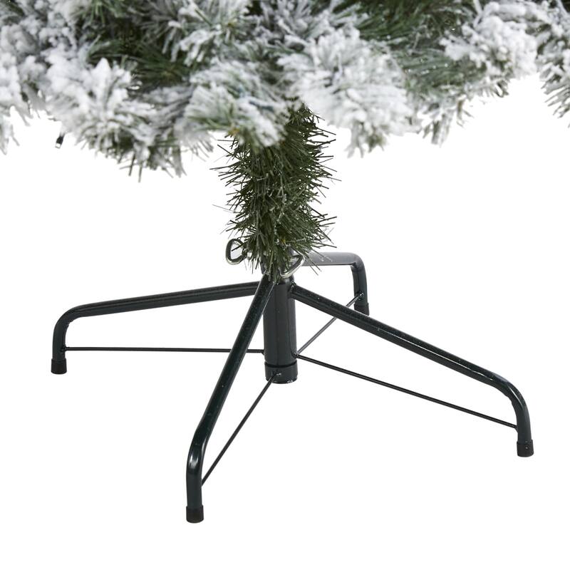 6’ Pre-Lit Flocked Fir Artificial Christmas Tree, Warm Clear LED Lights - 6 Foot